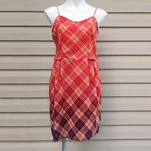 Xhilaration Ombre Plaid Pleated Summer Sun Dress L
